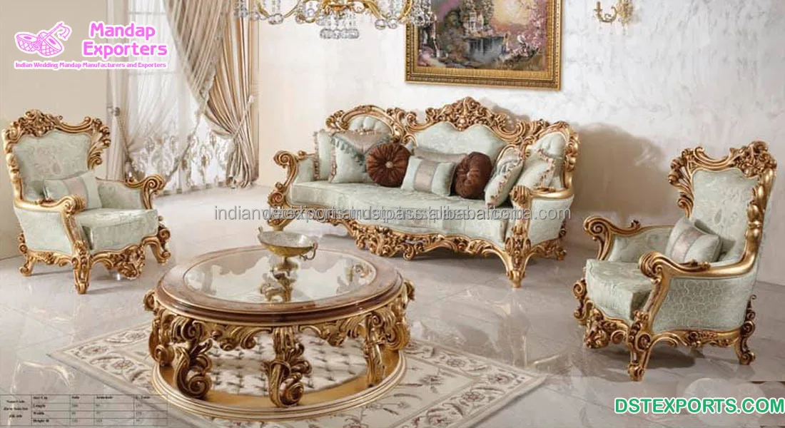 Victorian Style High Gloss Sofa Set  Stunning Hand Made Living Room Furniture  Modern Design Sofa Set For Home