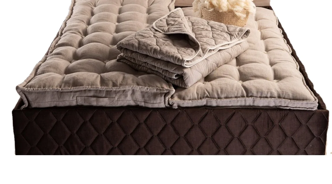 luxury european bedding set patchwork  Natural linen quilt Wool stuffed Wool Comforter All season linen blanket