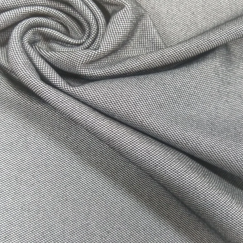 Denim like knit fabric 4 way stretch polyester pique for garment #DKTL-803