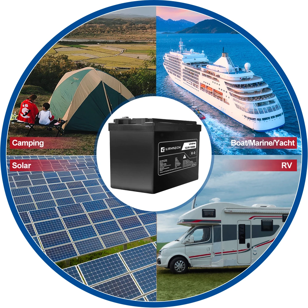 12V 24V 100Ah 200Ah 300Ah Rechargeable Lithium Ion  high/low tempture  protection Pack Deep Cycle LiFePO4 Solar lithium battery