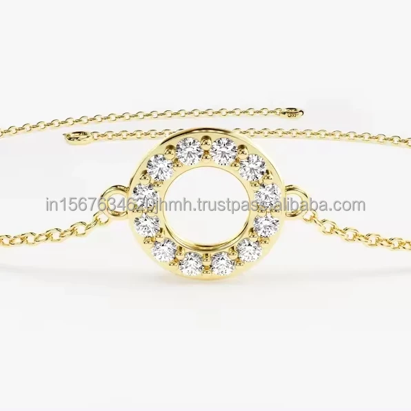 Выращенный в лаборатории круглый бриллиантовый браслет IGI/GIA 14k золото для женской помолвки или свадьбы-модные ювелирные украшения из