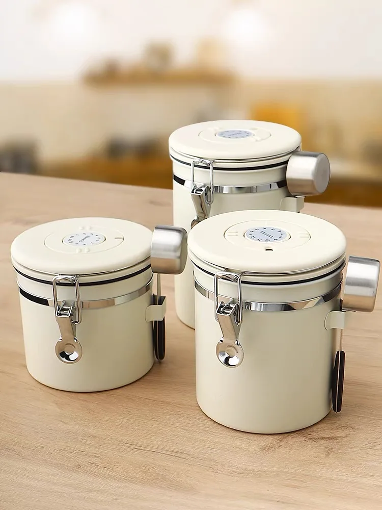 Food Container Set Storage with Spoon Airtight 1.2L 1.8L 2.8L Coffee Bean 304 Tea Sugar Coffee Canisters