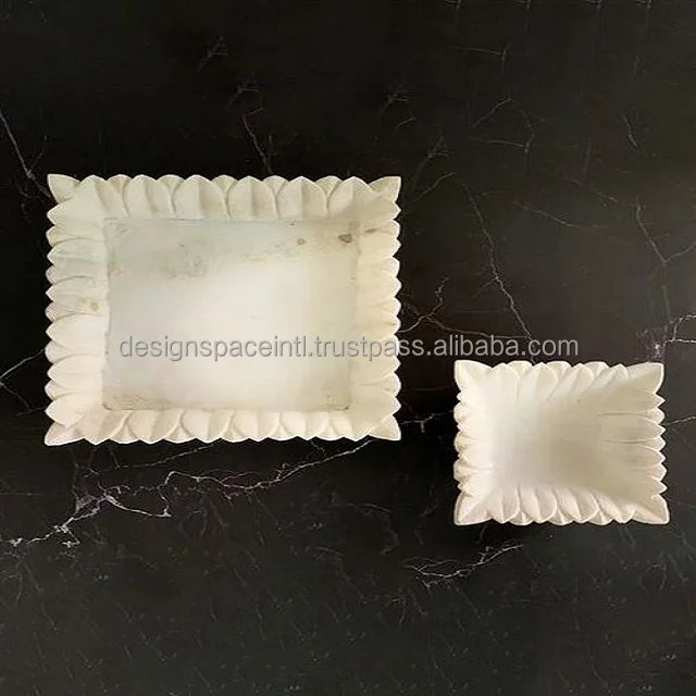 Designer White Marble Tray with affordable price