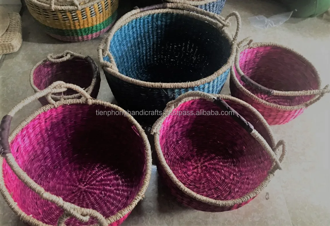  Лучший выбор африканские корзины из морских водорослей ручные тканые Bolga набор 5 корзин для хранения