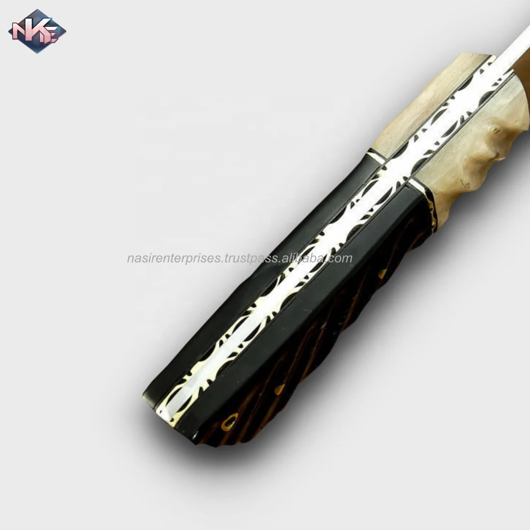 Best Selling Hand Crafted Camping Knife D-2 Steel Hunting Knife with Bull & Ram Horn Handle and Cow Hide Leather Sheath