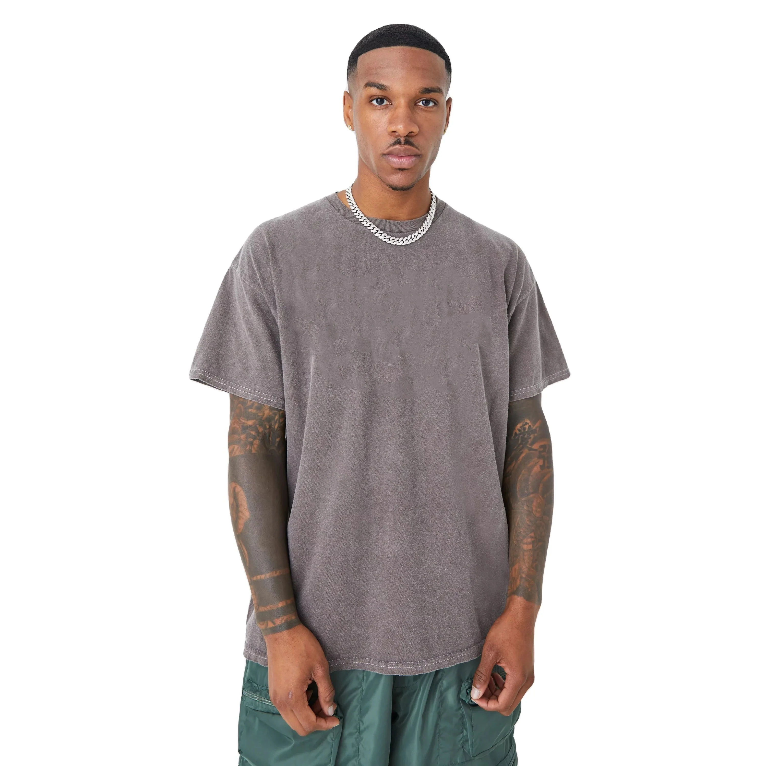 Acid T-Shirt Washed With Stylish Stone Washed With Custom Print Embroidery Sublimation OEM Service DTG DTF Acid Wash Shirts