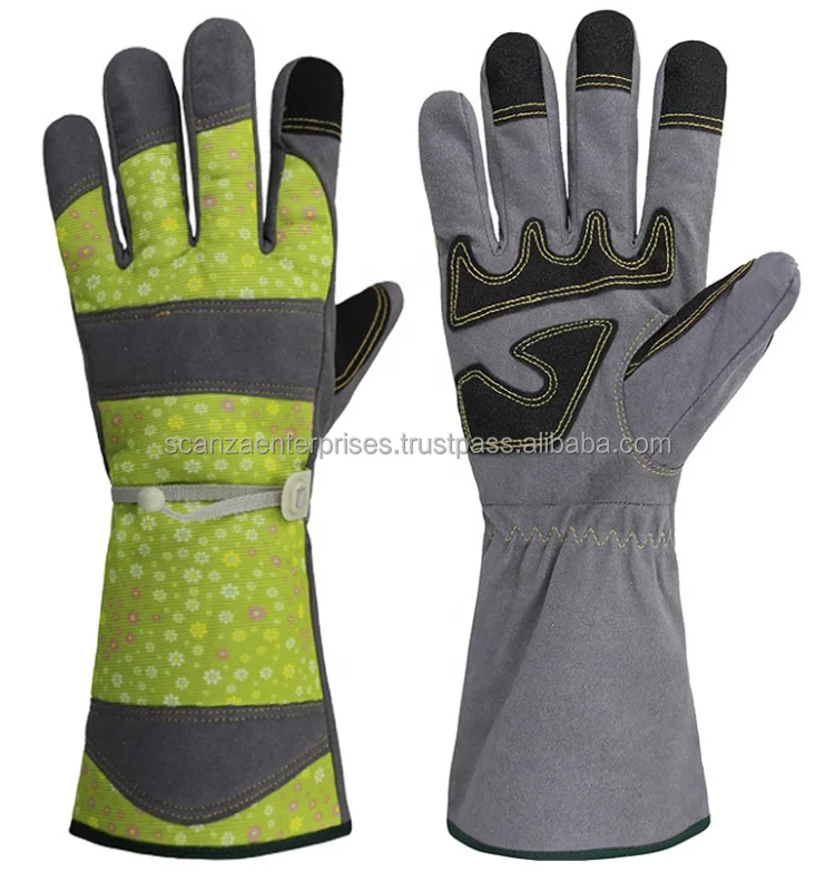  2021 кожаные водонепроницаемые Нескользящие приталенные перчатки с длинным рукавом и цветочным принтом