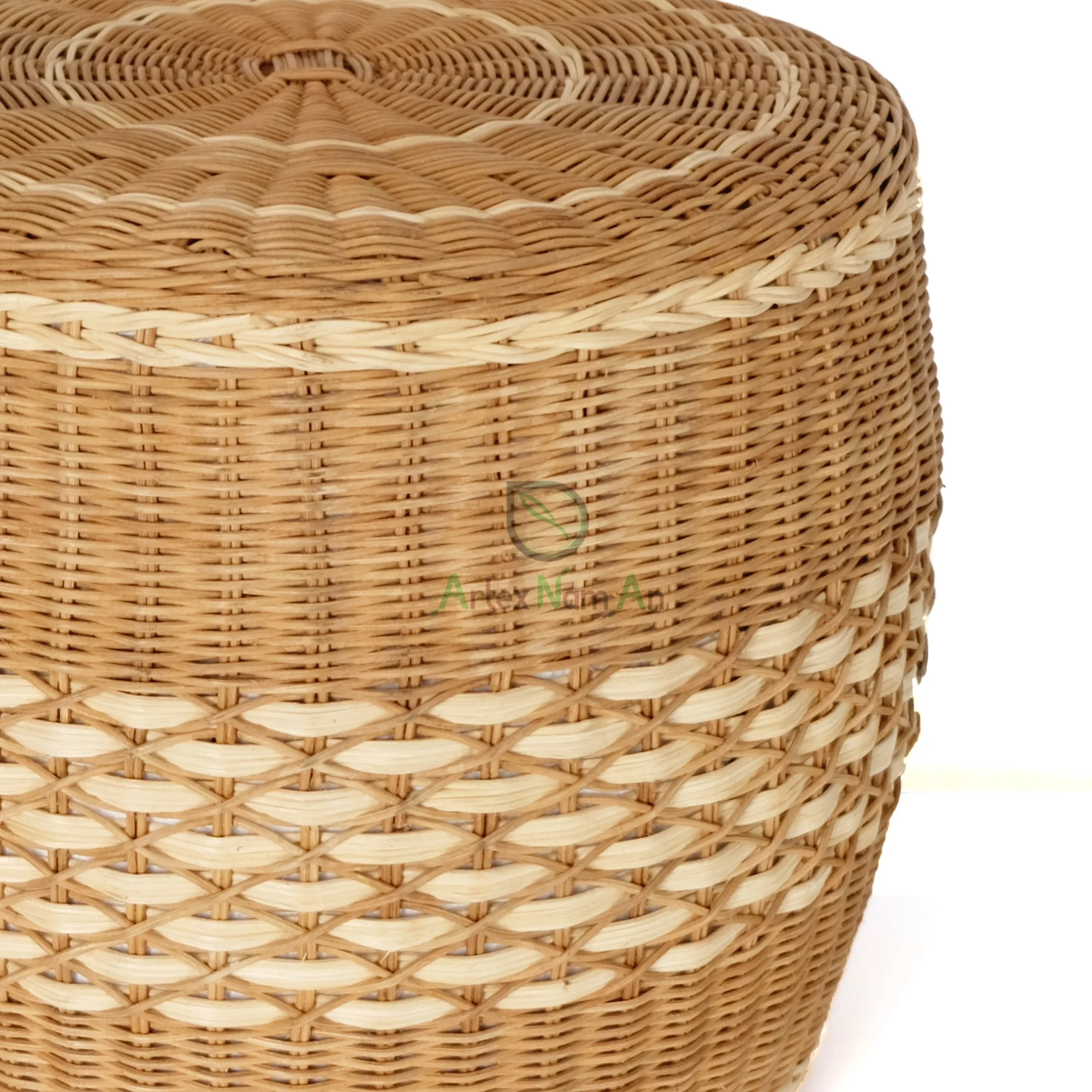Large round rattan floor cushion/straw woven pouf stool ottoman for living room/rattan furniture for home decor