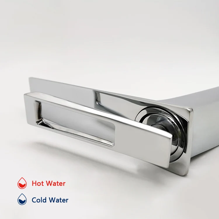 Tall basin brass body single hollow handle faucet cold hot water central deck mounted mixer faucet