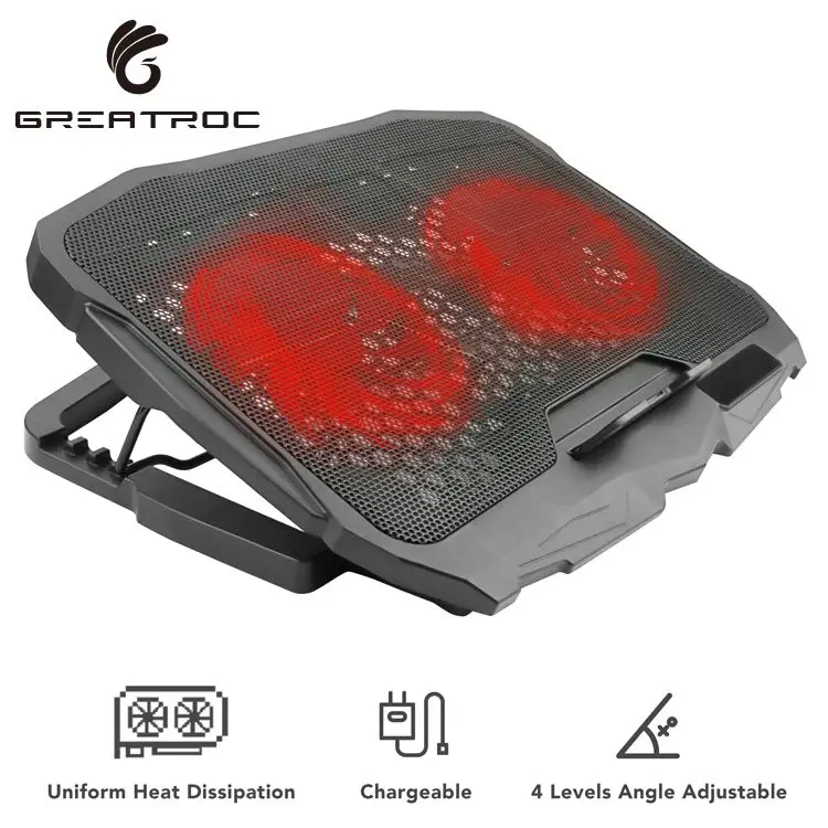 Great Roc laptop desk bed tray laptop angle adjustable with2 fans and LCD laptop cooler stand