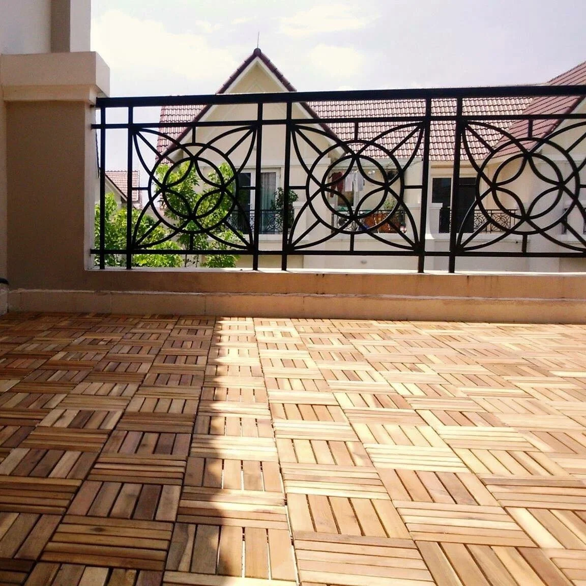Acacia Wood Interlocking Deck Tiles, Plastic wood composite interlock deck tile or Plastic Decking Flooring Tiles B6865