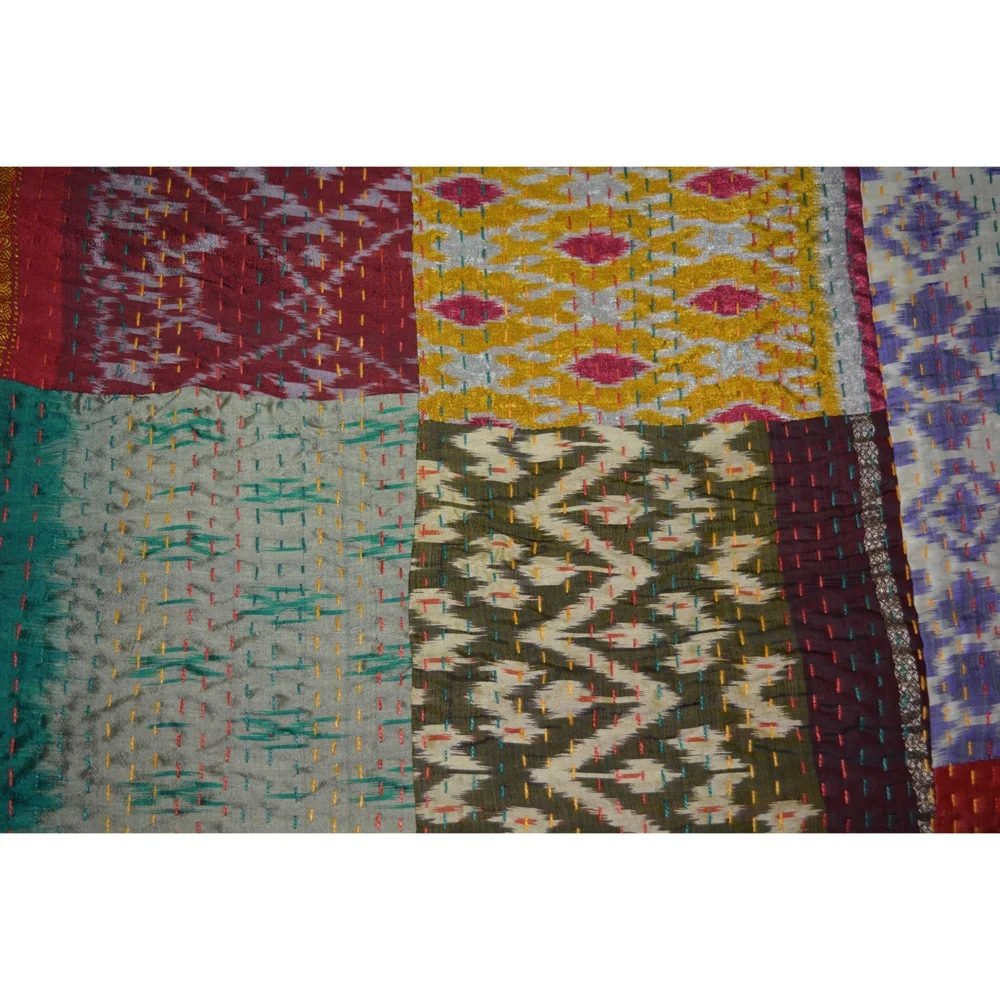 Хлопковое двустороннее покрывало kantha одеяло индийское постельное белье богемное ручной работы Королевский размер KQSP053