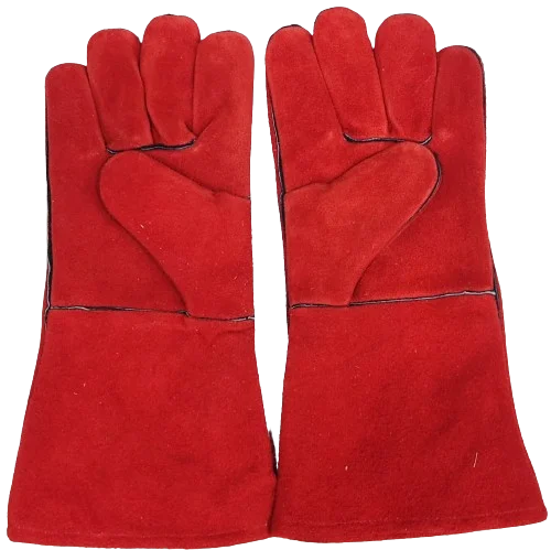 Red welding glove safety Cow Welding Protective Leather Working Gloves    Red Hand Safety Welding Gloves Supplier Price Heat