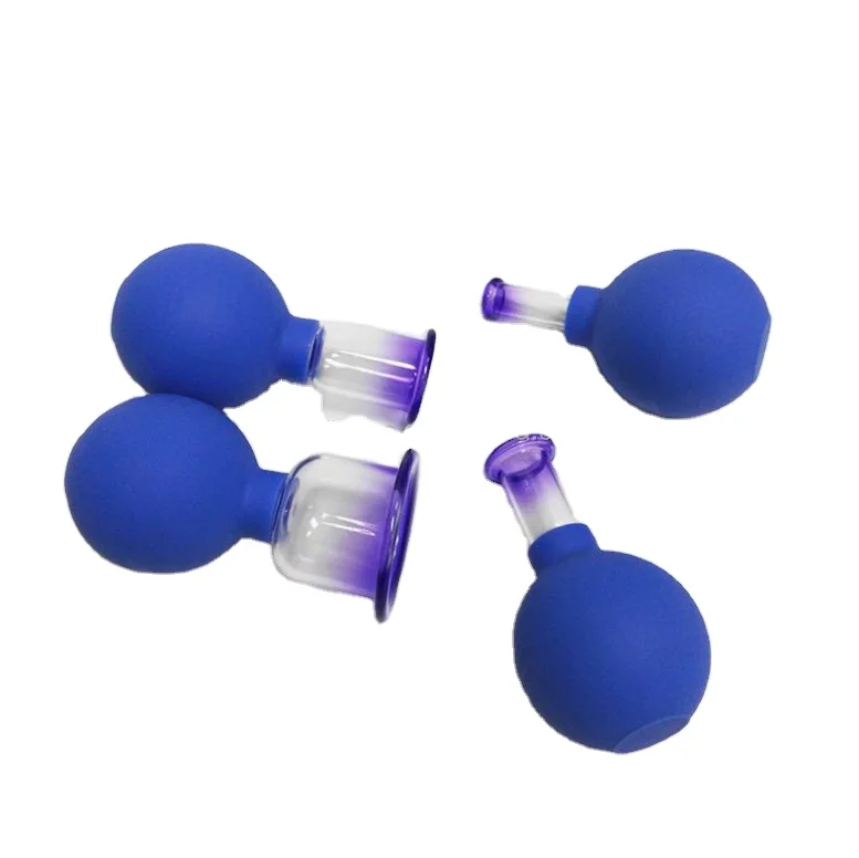 4 Pieces Glass Cupping Set Glass Silicone Cupping, For Clinical, Medium Cups