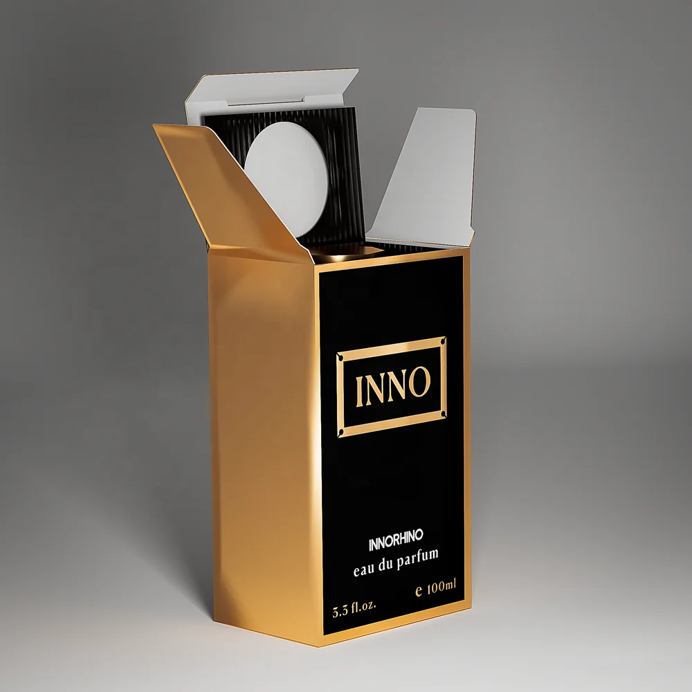 Custom Black Cardboard Folding Carton Perfume Small Box for Refillable Bottle