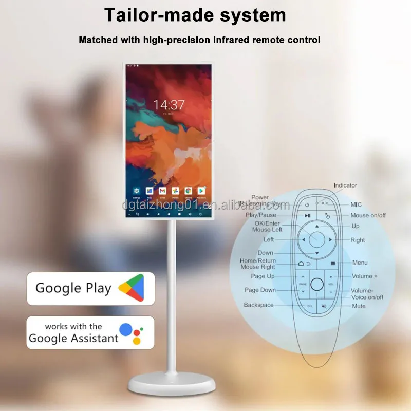 32 Inch 1080p Follow By Me Movable Display Touch Screen Monitor Floor Standing Android Wireless Portable Smart Tv For Home