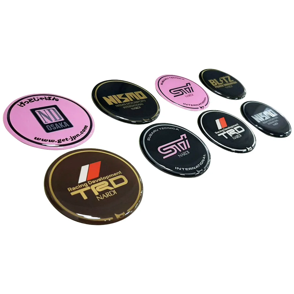 wholesale pink epoxy label round domed sticker logo decal with adhesive for decoration