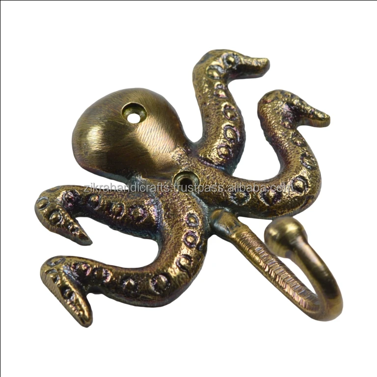 Antique Octopus Shaped Hook Best Selling Custom Material Solid Hook Wall Decors For Hanging Clothes Coat Hat And Key Wall Hooks