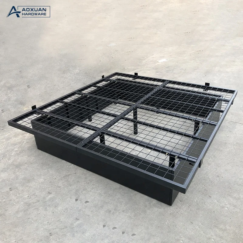 
Factory directly Minimalist Noiseless Heavy Duty strong Support Metal Platform Bed For Hotel 