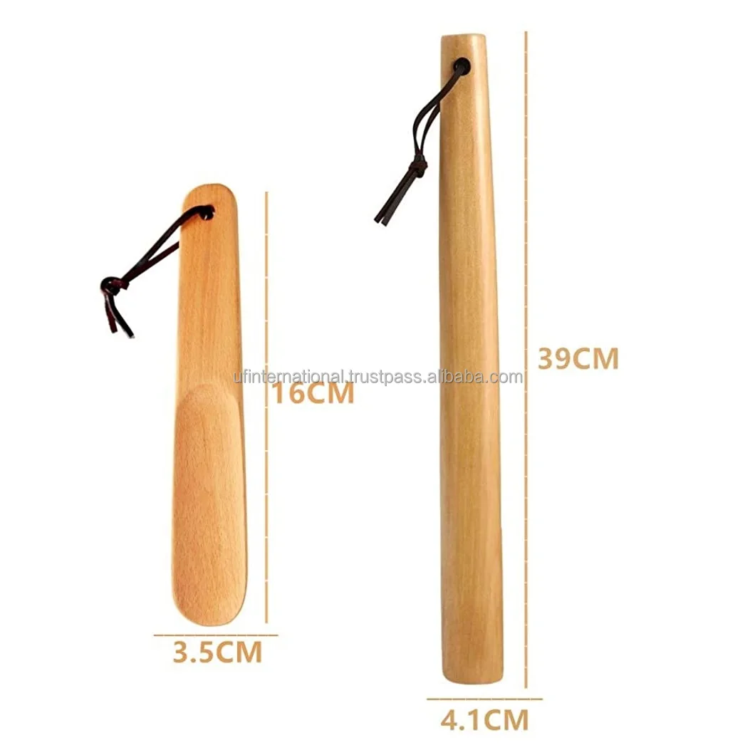 Wooden shoe horn for Wearing Shoes shot handle for customized large size and singe piece low price and sale