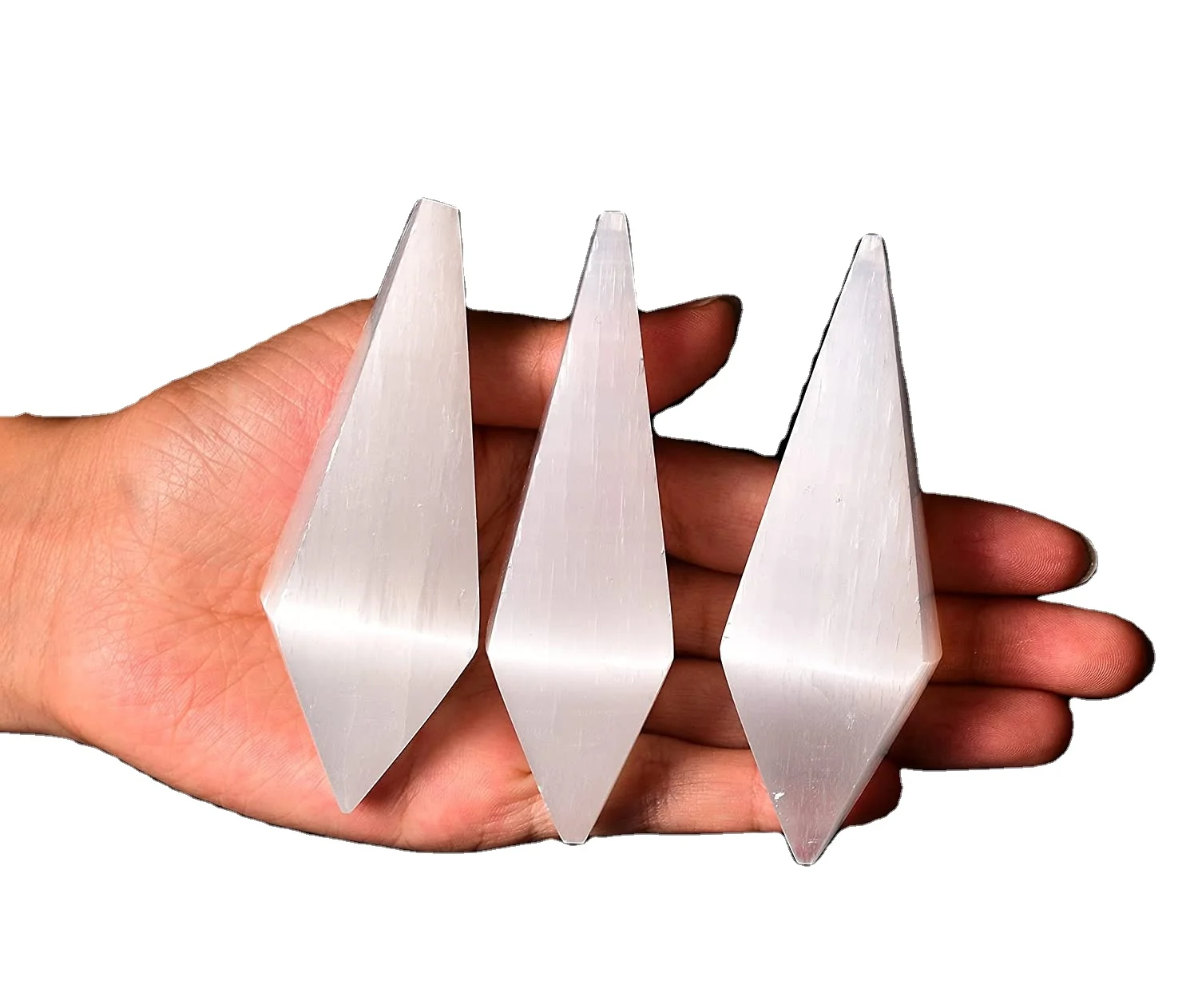 Selenite Crystal Point Natural Crystal Cone Tip Selenite Sticks  Reiki Healing Chakra Balancing Hand Carved Meditation healing