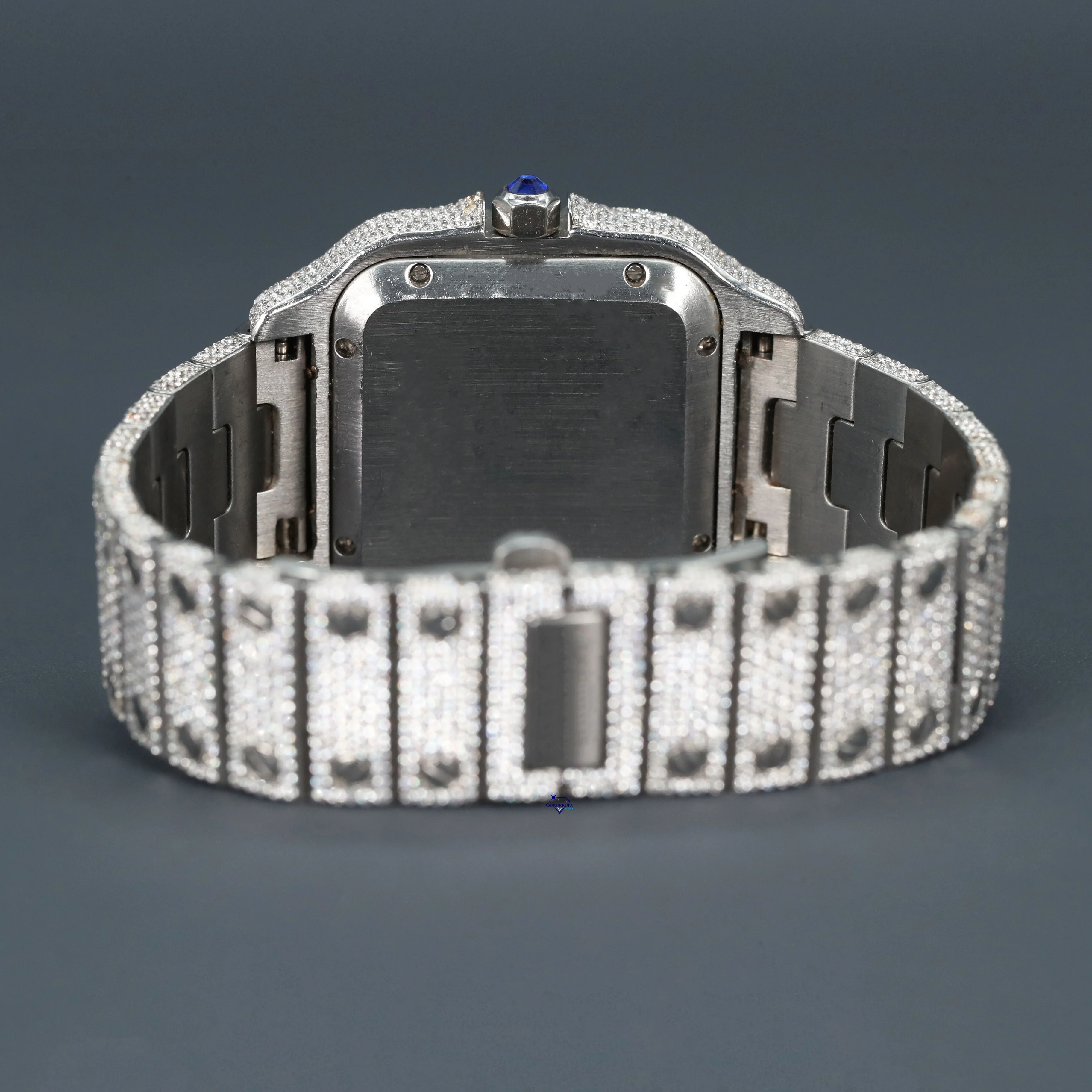 An elegant fusion moissanite diamonds meet a timeless Roman numeral dial in this captivating timepiece a nod to classic design