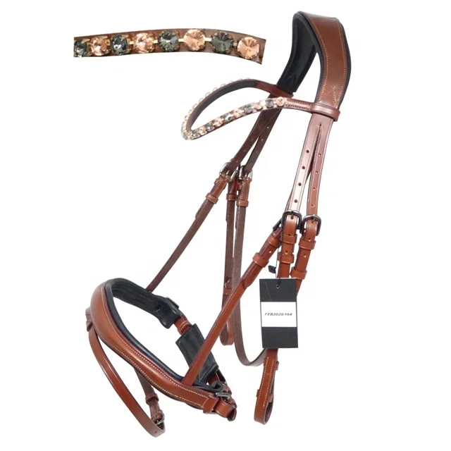 Horse Mexican Brown Leather Bridle crystal decorative.