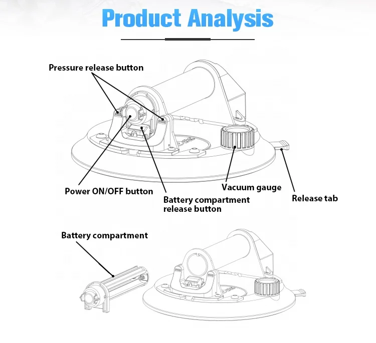 GRABO Hot sale 8 inch electric vacuum suction cup glass lifter machine glass lifting equipment vacuum lifter window installation