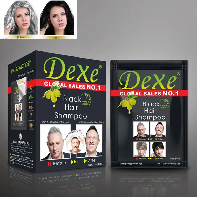 two in one Dexe permanent black hair shampoo herbal ammonia  free ppd free health no dark skin Original factory private albe OEM