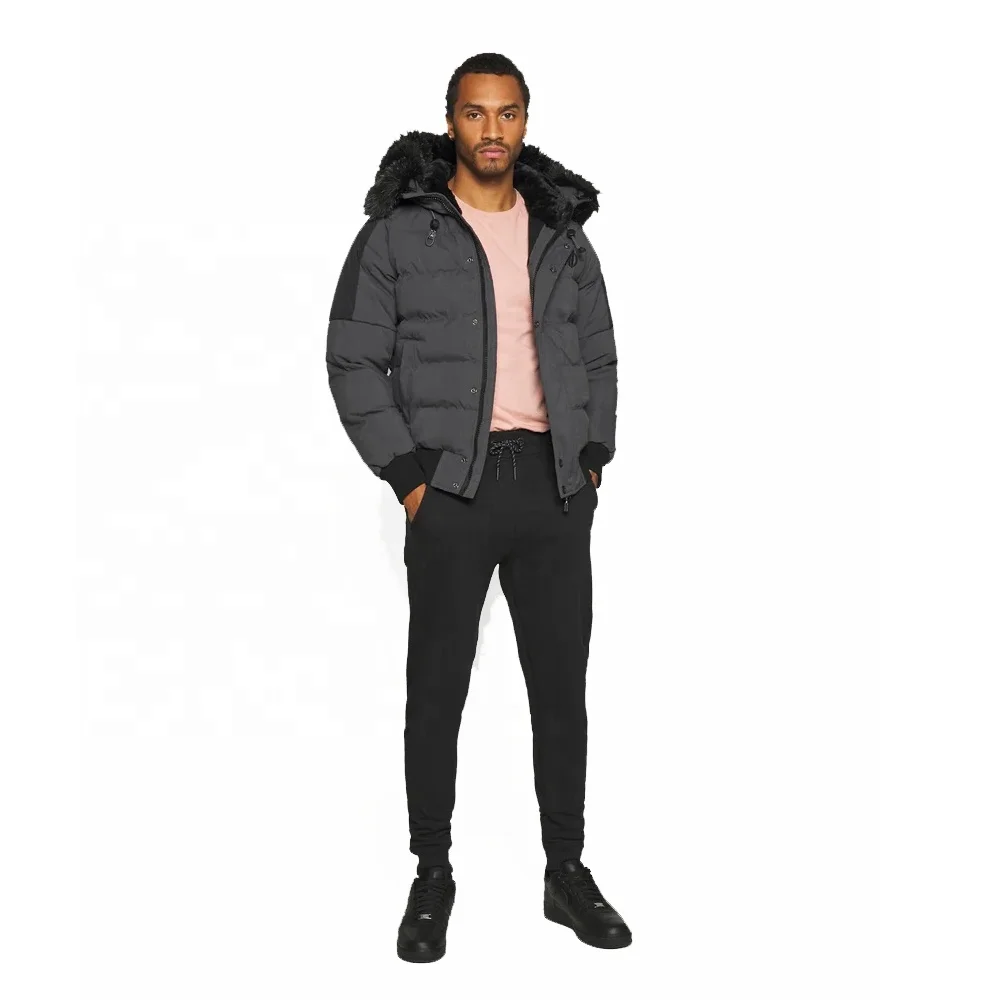 Pakistani Manufacturer Men Quilted Bubble Jackets Turn Down Collar Long Sleeve Waterproof Jacket For Sale