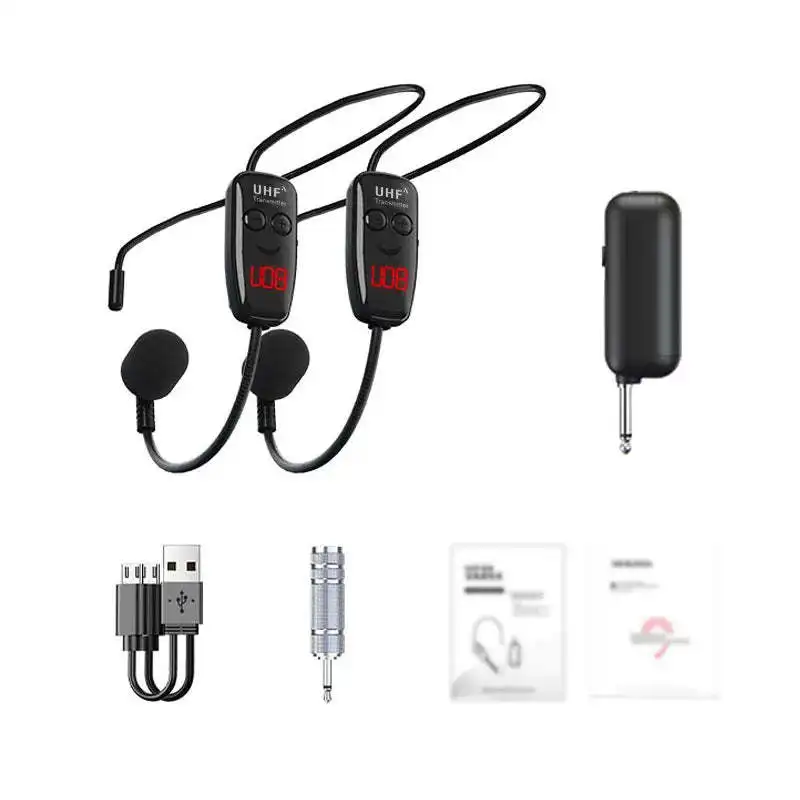 Professional Youtube Amplifier Cordless Uhf Mic Headset Loudspeaker Wireless Microphone