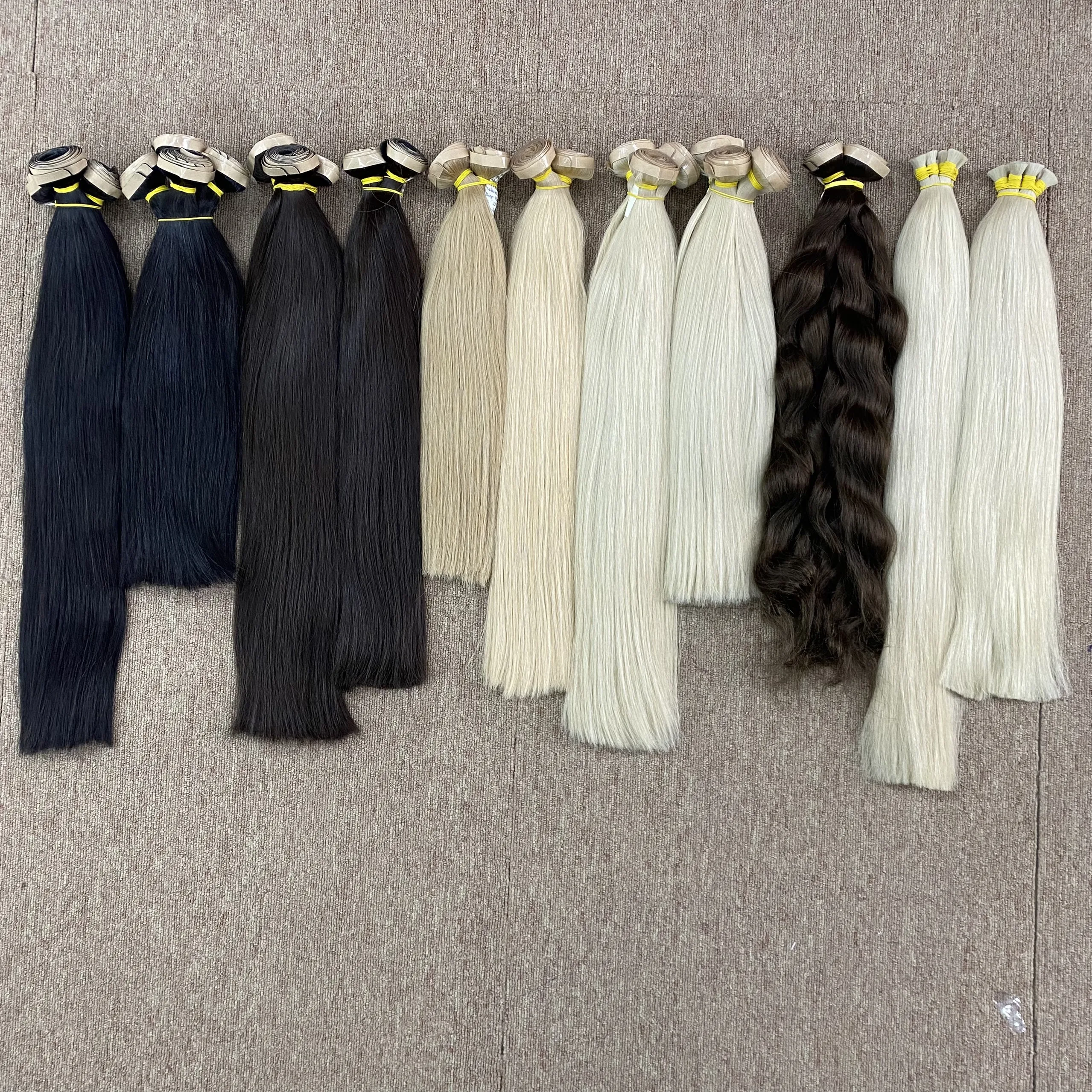 Full Cuticle Soft Virgin Remy Bulk Hair Russian Slavic Human Hair Bulk 40cm-100cm for Russia hair factories