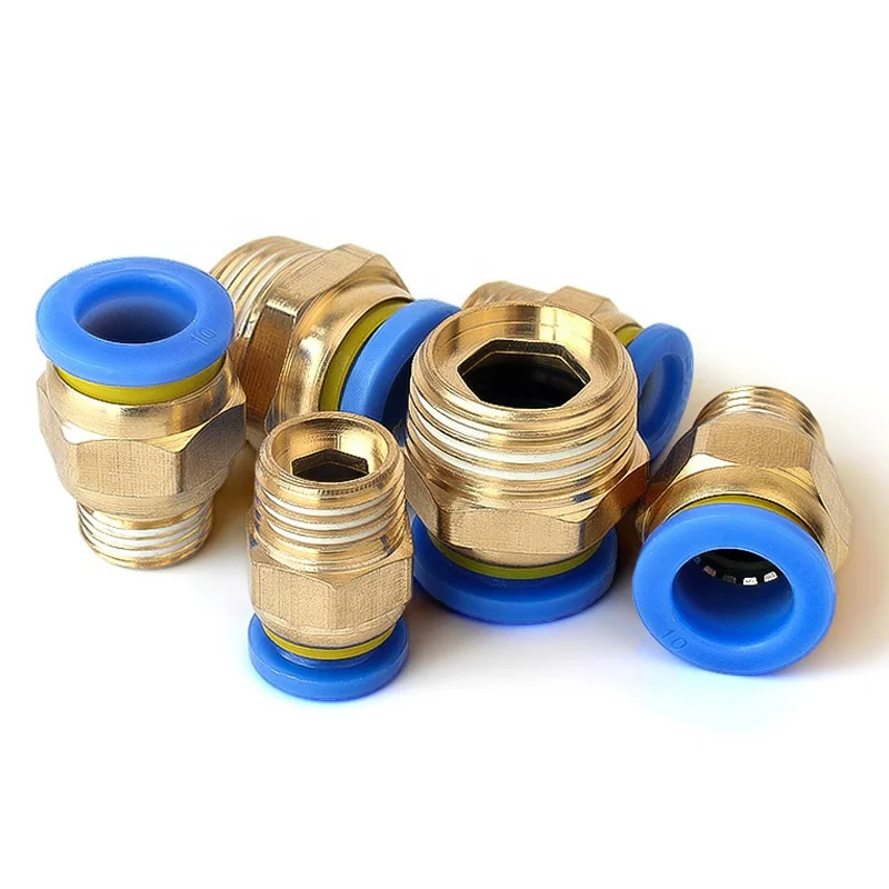 PC Male Connector PC4-M5 PC4-01 PC4-02 PC4-03 Brass Pneumatic Fitting Straight Push Fitting Pneumatic Pu Tube Fittings