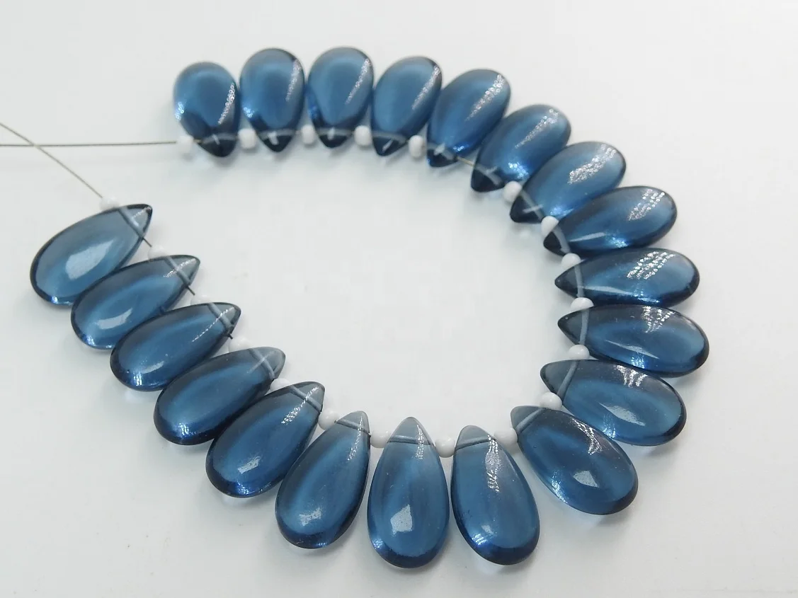 London Blue Hydro Quartz Smooth Teardrop,Loose Stone,Handmade,Earrings,For Making Jewelry,Wholesaler Supplies 15X7MM Pair