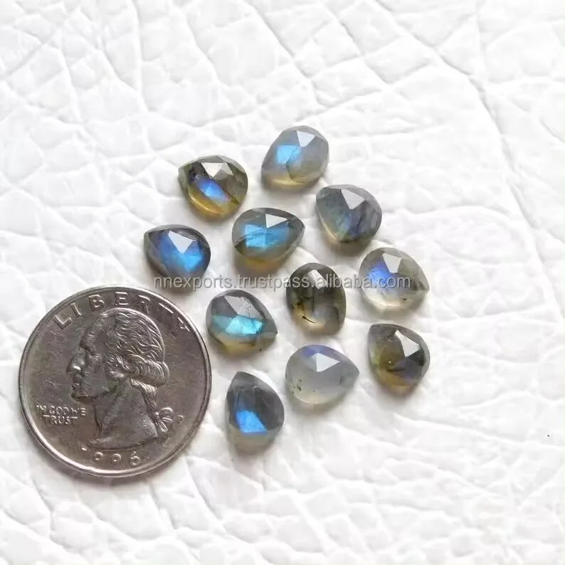 Fine Quality 4x6mm Natural Labradorite Rose Cut Pear Smooth Cabochons Loose Gemstones Jewelry At Wholesale Price From Supplier