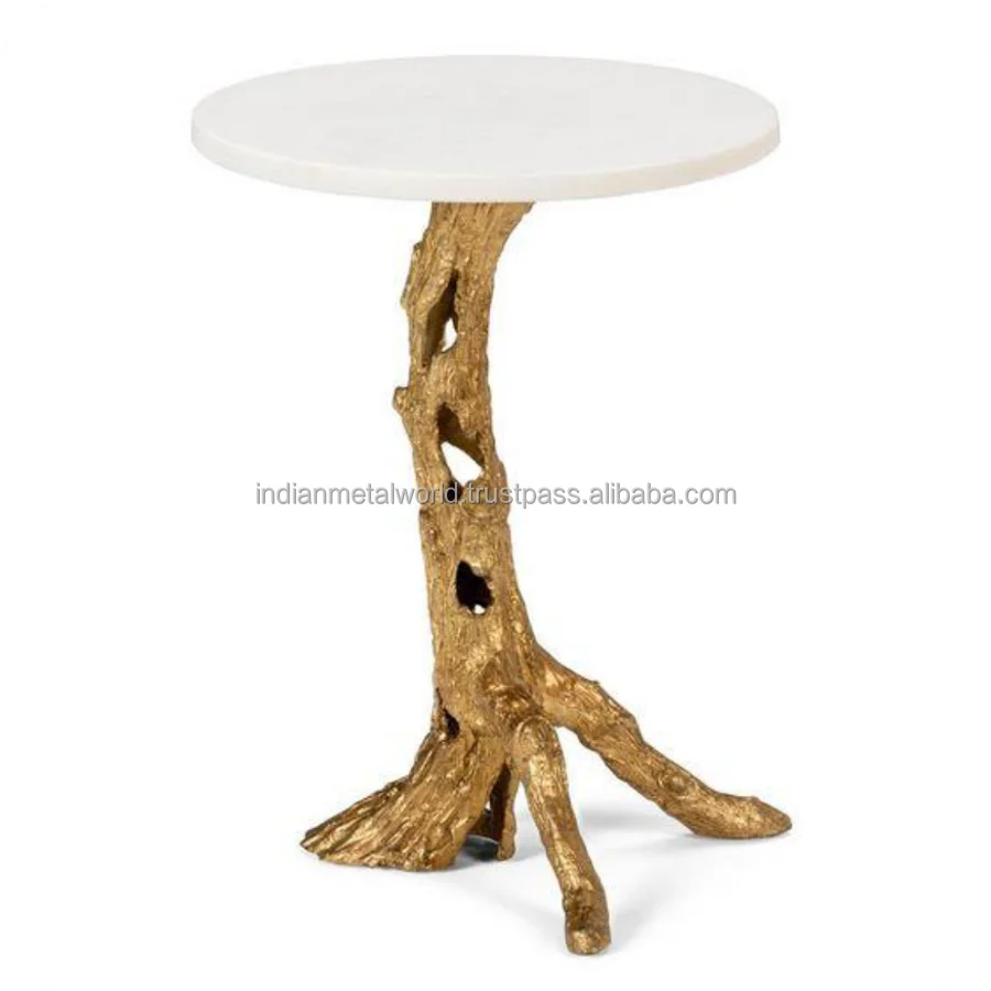 INDIAN METAL WORLD AMOEBA SHAPED BED SIDE TABLE ( WITH GOLD FINISH)