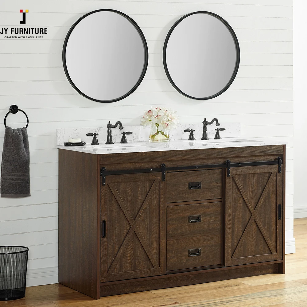 JY Vietnamese Supplier New Modern RTA Plywood Bathroom Vanity European Design Style Solid Wood Cabinet with Mirror Accessory