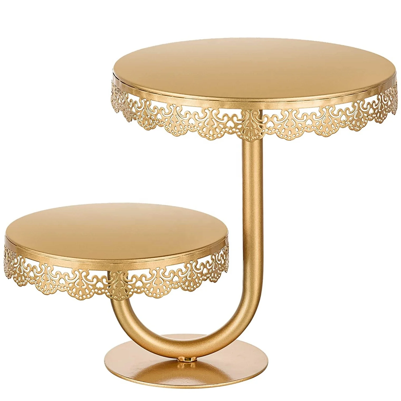 Royal Structured Handcrafted Two Tier Gleaming Golden Cake Stand Candies, Cookies Or Serve For Fruit