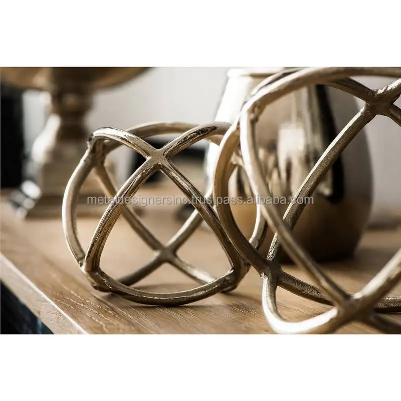 Set of 2 Bronze Ball Sculptures Home Office Desk Living Room Table Decor Decorative Gift Item available in different colors