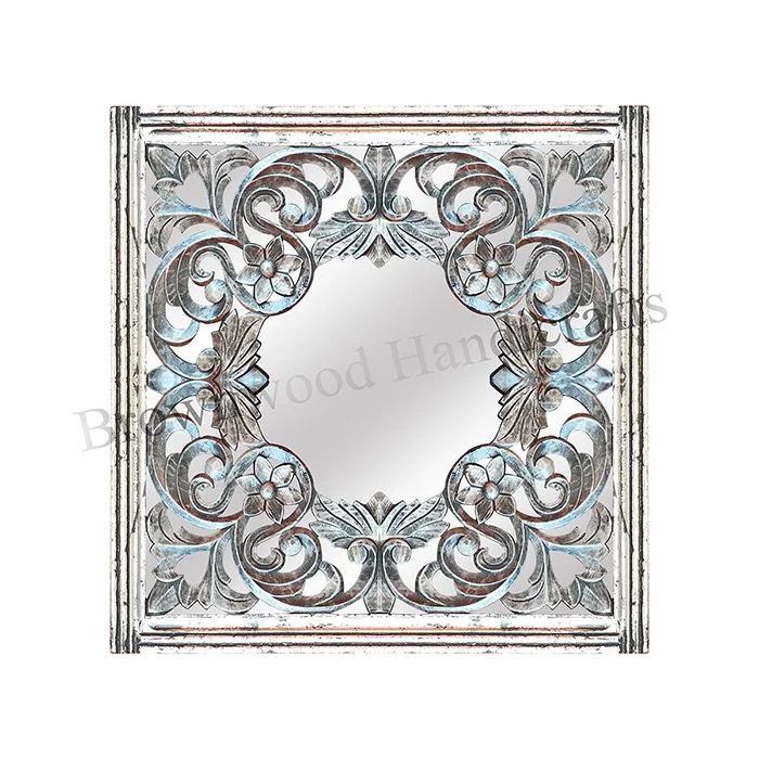 Wooden Hand Carved Wall Decor Hanging Mirror Panel Designer MDF Wood Wall Decor Mirror Panel From Indian Manufacturer & Exporter