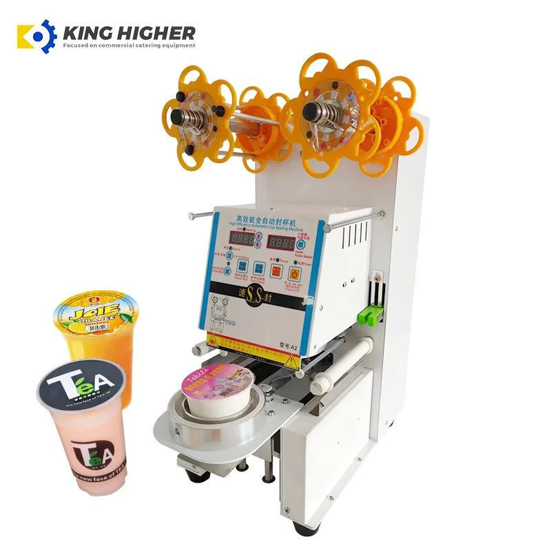 High Quality Auto Plastic Cup Sealing Machine Full Auto Type Table Top Bubble Tea Cup Sealer for Hotels & Restaurants
