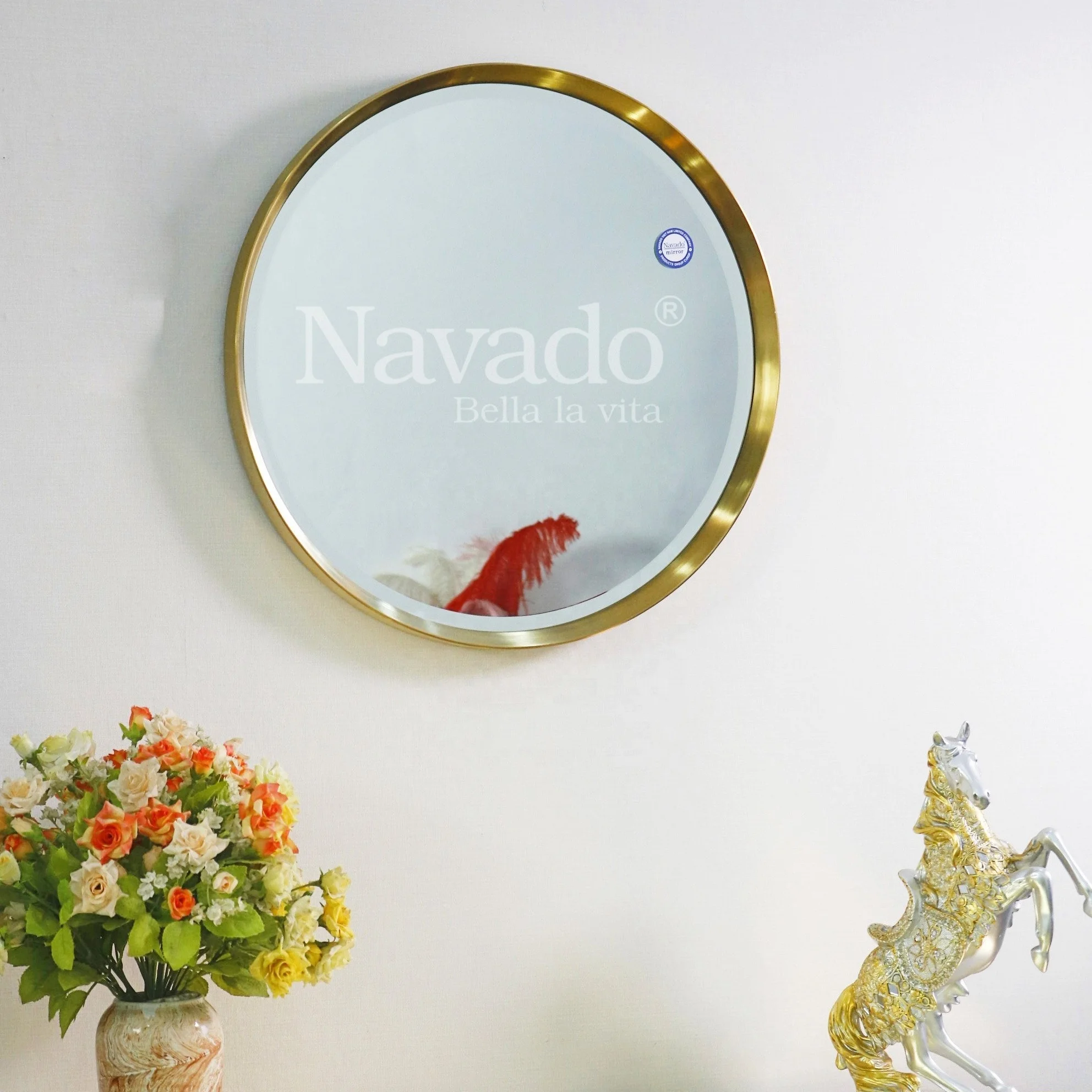 Modern Luxury D800mm Silver-Coated 8-Layer Wall Mirror Glass Material with Metal Frame for Living Room Home Decor Factory Direct