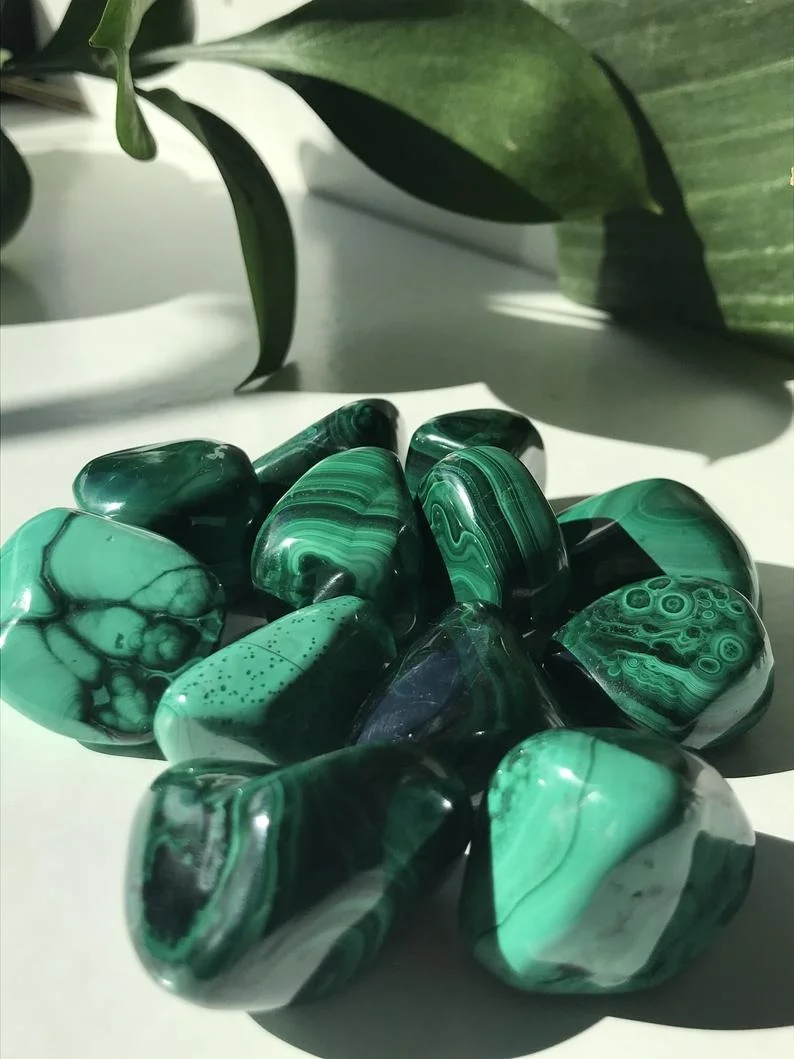 Natural Green Malachite Crystal Tumbled Stones Polished Malachite Crystal Tumbled Stones Malachite Healing Tumble Stone