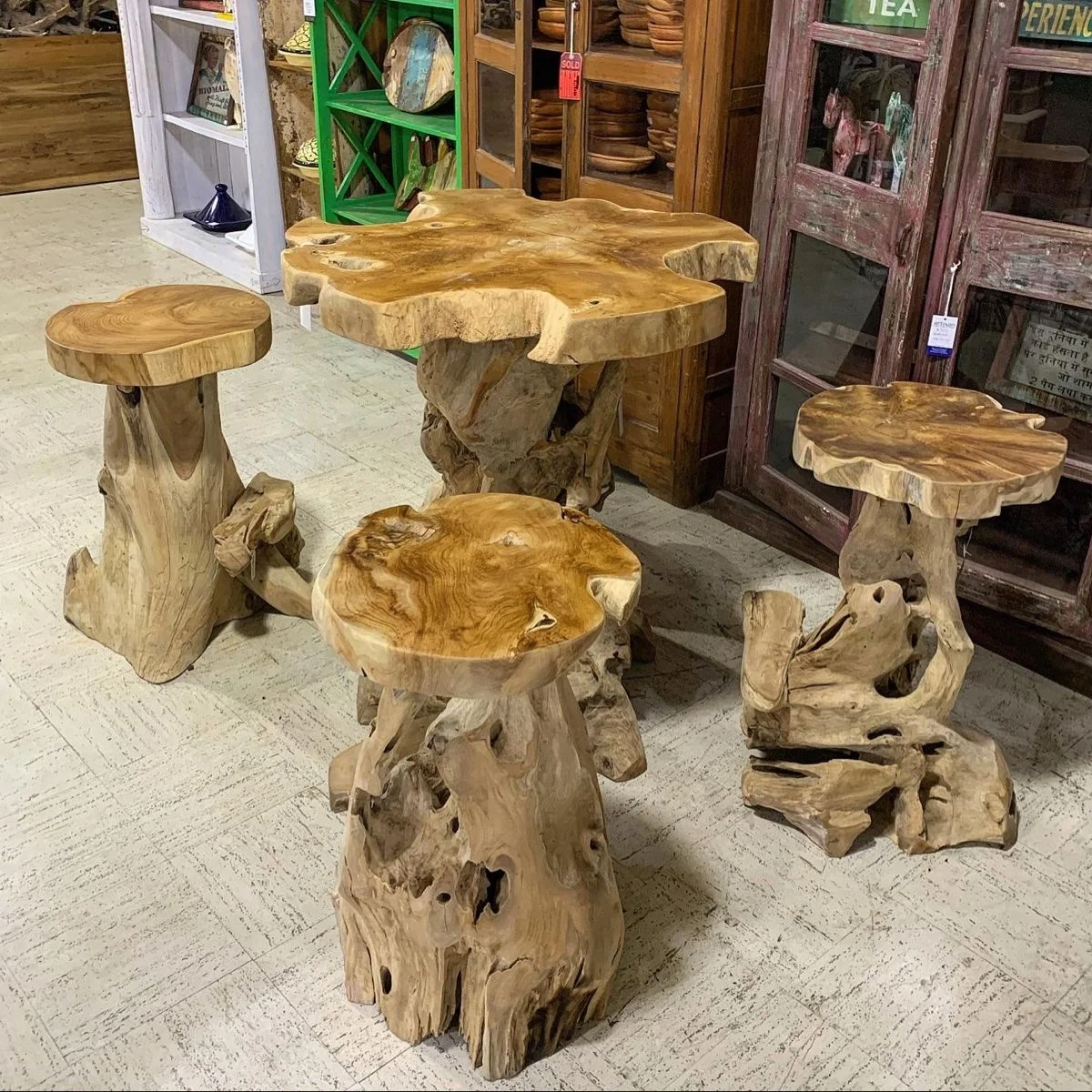 Stool Set Outdoor Furniture Teak Wood (10000001306281)