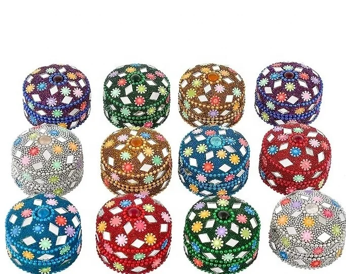 Vermilion коробка ручной работы круглые Lakh Sindoor коробки Roli Kumkum Dibbi золотые и разноцветные возвращают подарки на свадьбу