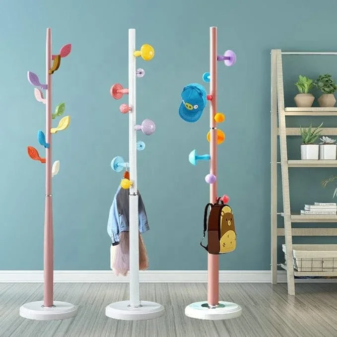 Creative Mushroom Type Coat Rack Hanger Metal Tube Plastic Base