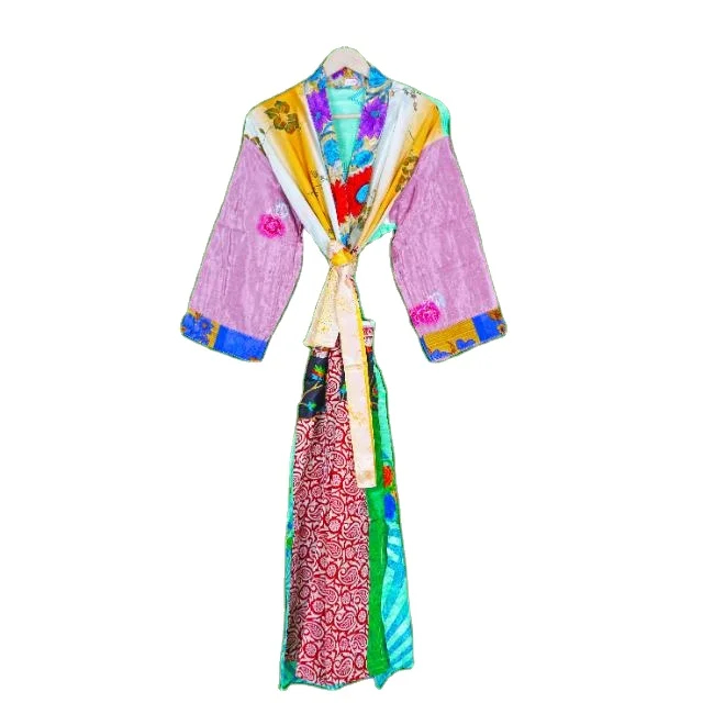 Wholesale Manufacture Silk Kimono Bridesmaid Robes Wedding Bath Bridal Robe Pattern Woven Fabric Vacation Sleepwear