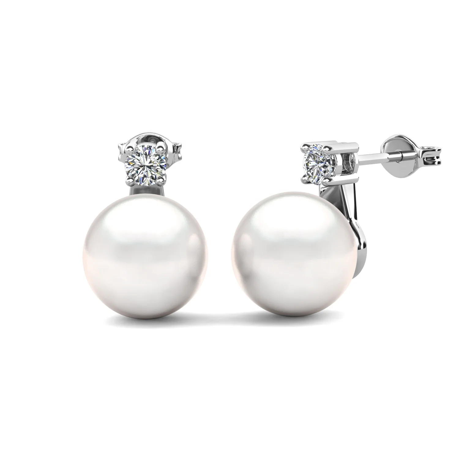 New Minimalist Jewelry Hypoallergenic 925 Sterling Silver Moissanite & Crystal Pearl Stud Earrings For Women Destiny Jewellery