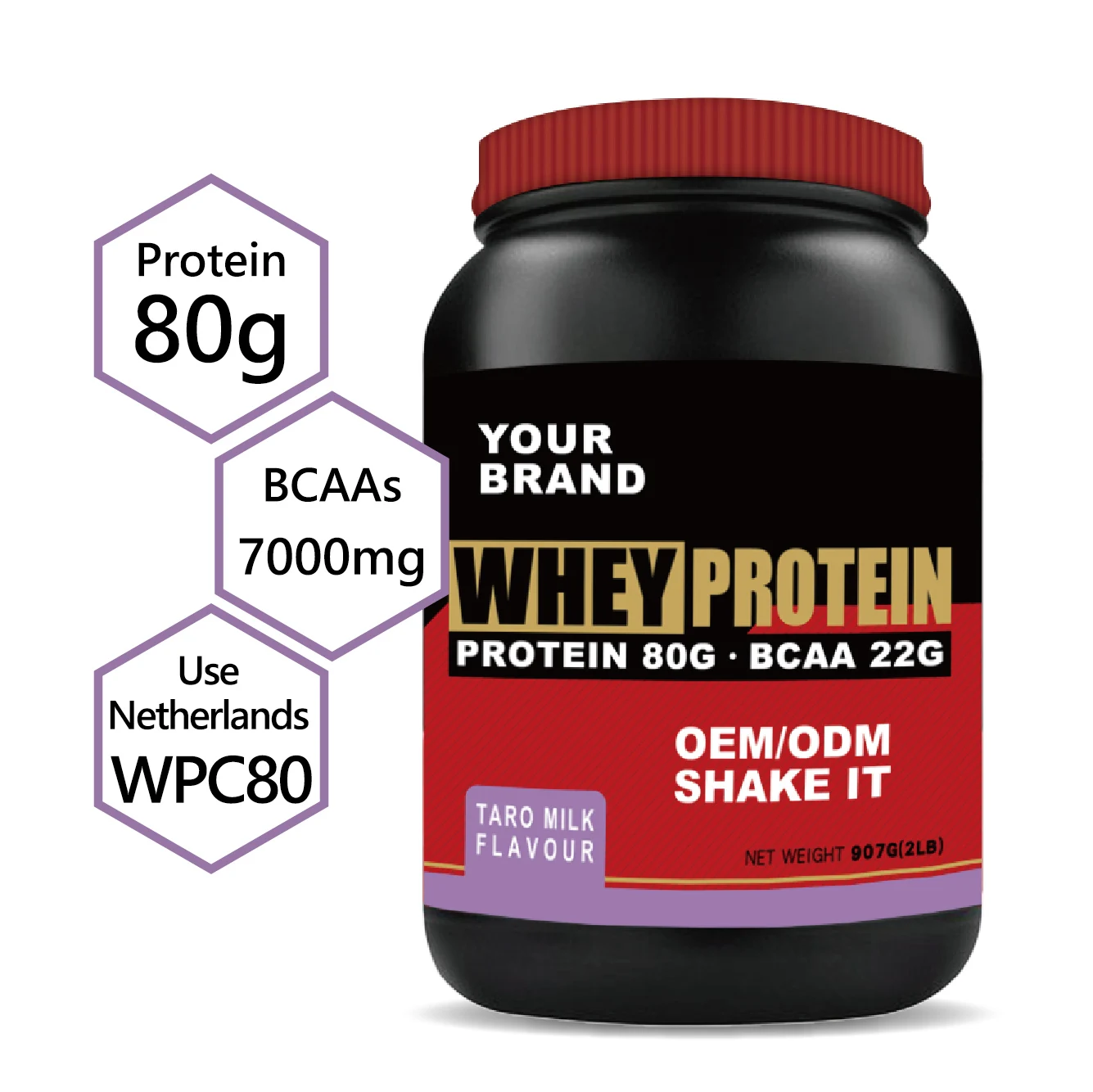 Customize whey protein powder 100% whey taro milk Flavor 2LB