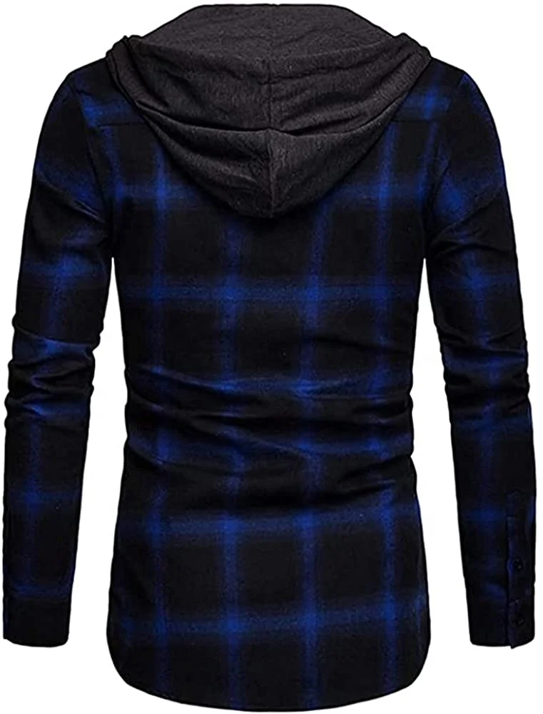 Рубашка мужская с длинным рукавом фланелевая хлопковая в клетку оверсайз капюшоном на пуговицах спортзале под заказ